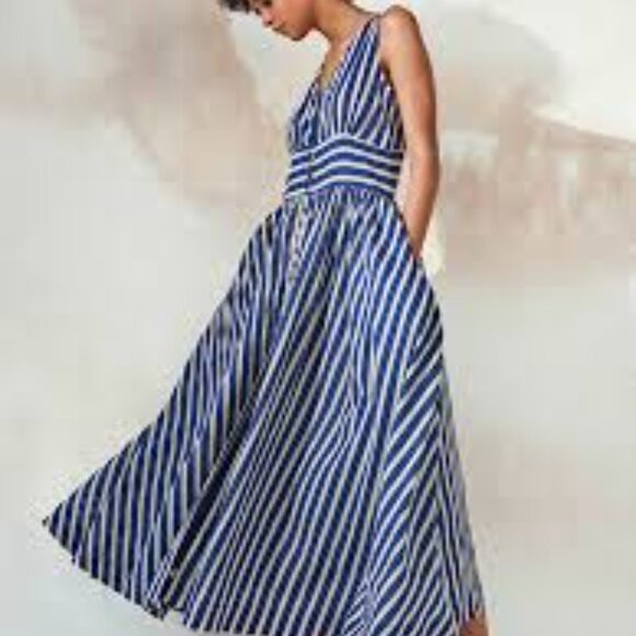 🤗😊❤️🤗꧁꧂BLUE/WHITE FOREVER 21 Stripe Dress - Picture 2 of 5